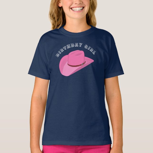 T-shirt Anniversaire de casquette Pink Cowgirl (Devant)