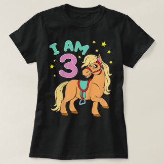 T-shirt Anniversaire de Cheval 3 Ans Filles Tout-Petits