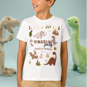 T-shirt Anniversaire de dinosaure mignon et neutre à l'aqu