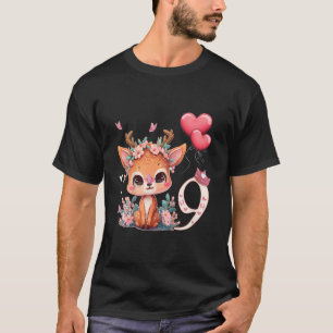 T-shirt Anniversaire de enfant 9 ans Baby Deer Fawn Kid Ba