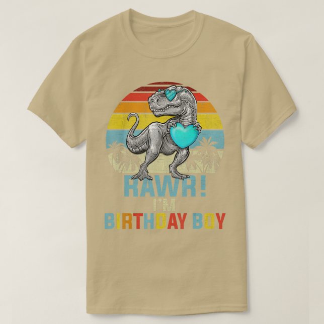 T-shirt Anniversaire de enfant Boy Dino Rex Dinosaur Garço (Design devant)