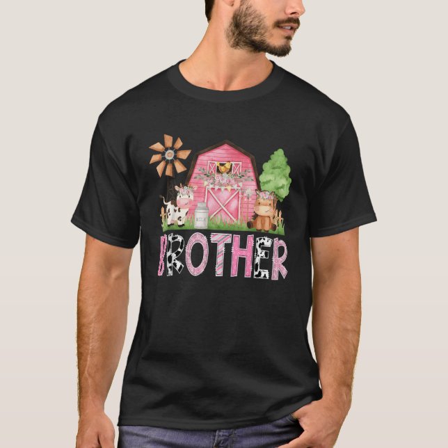 T-shirt Anniversaire de enfant de la vache de ferme rose B (Devant)