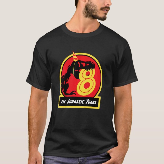 T-shirt Anniversaire de enfant Dinosaur 8 ans Jurassique R (Devant)