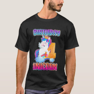 T-shirt Anniversaire de enfant fille 4 ans petite licorne
