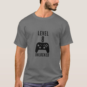 T-shirt Anniversaire de enfant Gamer Niveau 8 Déverrouillé