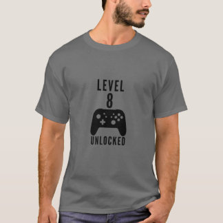 T-shirt Anniversaire de enfant Gamer Niveau 8 Déverrouillé