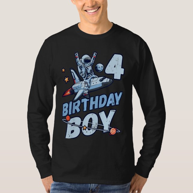 T-shirt Anniversaire de enfant Garçon 4 Ans Astronaut Plan (Devant)