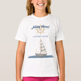 T-shirt Anniversaire de enfant nautique Bateau bleu et b