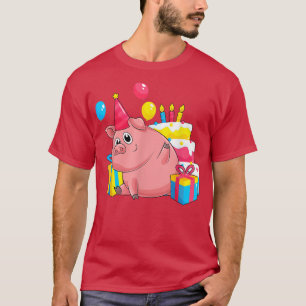 T-shirt Anniversaire de enfant Party Cute Piglet Farm Anim