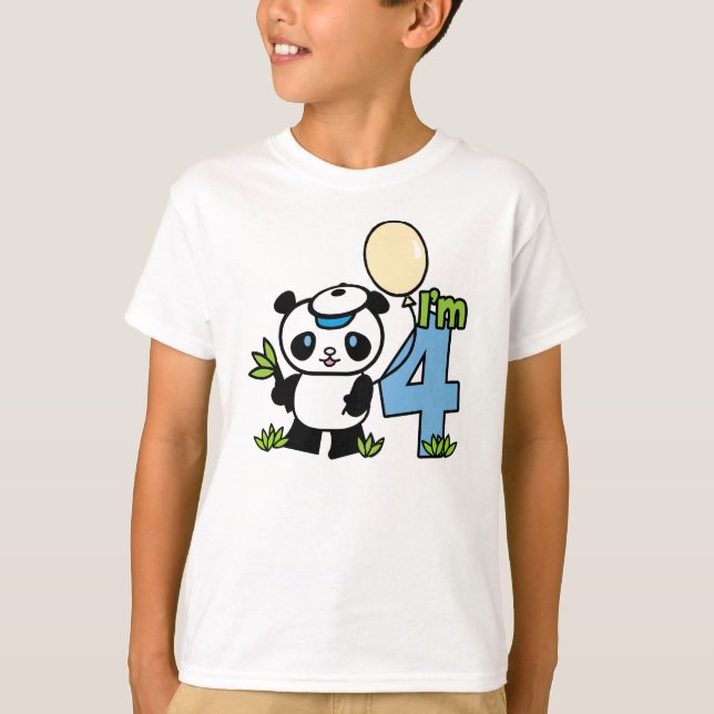 T-shirt Anniversaire de garçon de panda 4ème (Devant)