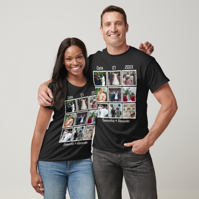 T-shirt Anniversaire de mariage personnalisé moderne 9 pho (Unisexe)