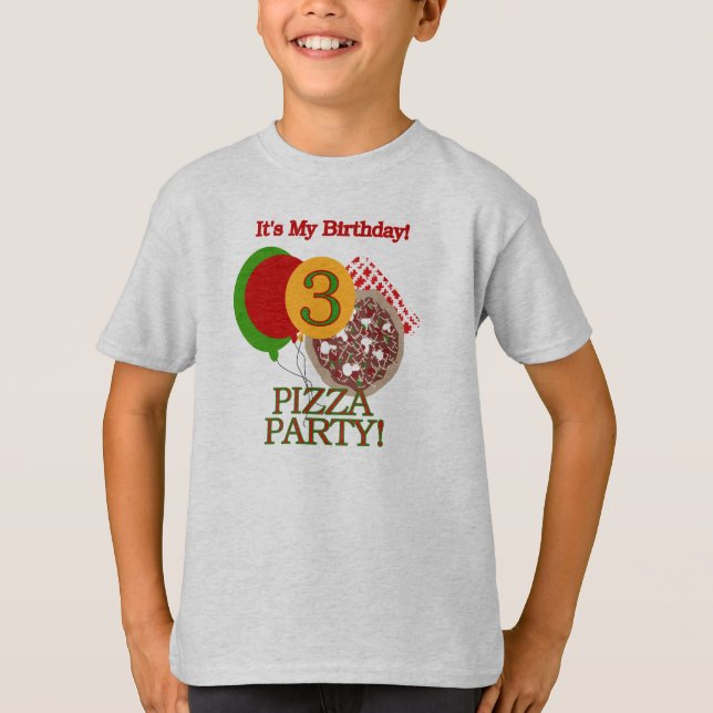 T-shirt Anniversaire de partie de pizza 3ème (Devant)