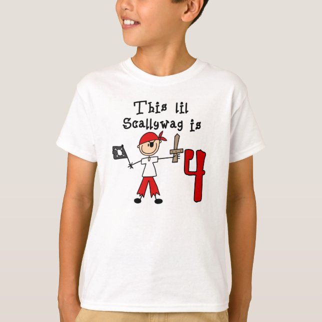 T-shirt Anniversaire de pirate de bâton 4ème (Devant)