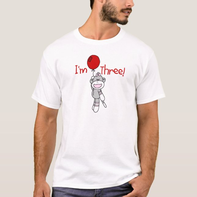 T-shirt Anniversaire de singe de chaussette 3ème (Devant)