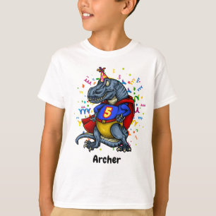 T-shirt Anniversaire de super héros de T-Rex 5ème
