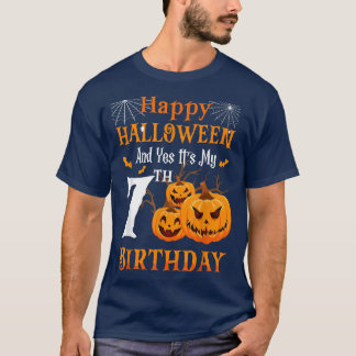 T-shirt Anniversaire d'Halloween 7 ans 7ème Citrouille de
