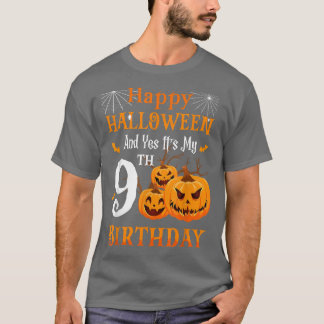 T-shirt Anniversaire d'Halloween 9 ans 9e Citrouille de fê