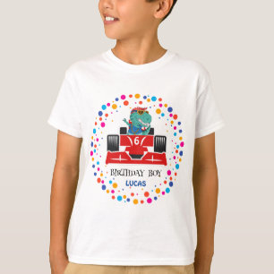 T-shirt Anniversaire Dinosaur race voiture garçon course r