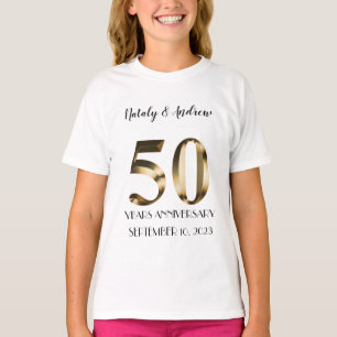 T-shirt Anniversaire du 50e Mariage d'or métallique