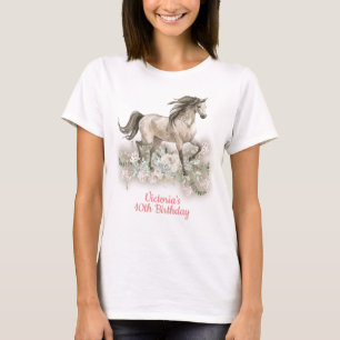 T-shirt Anniversaire du Cheval de Trotting Watercolo