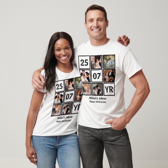 T-shirt Anniversaire du Mariage moderne personnalisé 6 Col (Unisexe)