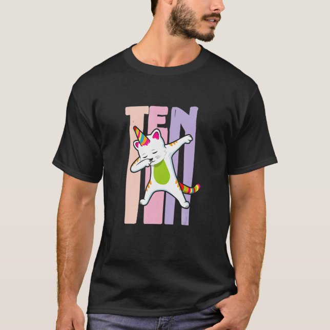 T-shirt Anniversaire Fille 10h Anniversaire mignon Rainbow (Devant)
