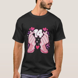 T-shirt Anniversaire Fille 14 ans K-Pop Coeur Saranghae