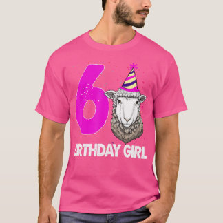 T-shirt Anniversaire Fille 6 moutons Amusante Femmes Fête