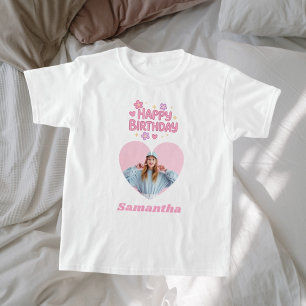 T-shirt Anniversaire fille rose coeur photo