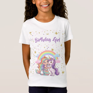 T-Shirt Anniversaire Fille Sirène Licorne
