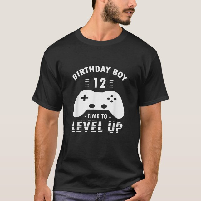 T-shirt Anniversaire Garçon 12 Temps Pour Niveau Jusqu'Au  (Devant)