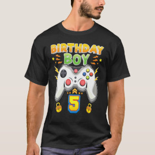 T-shirt Anniversaire Garçon 5 Ans 5e Jeu Vidéo Jeu Jeu Con