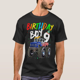 T-shirt Anniversaire Garçon 9 ans Monster Truck Drapeau 9e