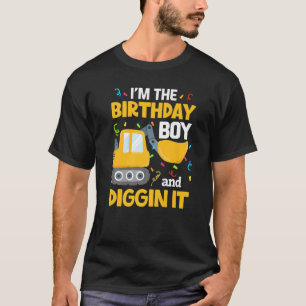 T-shirt Anniversaire Garçon Excavateur Pour Enfants Constr