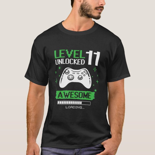 T-shirt Anniversaire Garçon Niveau 11 Déverrouillé Jeu vid (Devant)