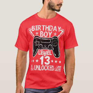 T-shirt Anniversaire Garçon Niveau 13 Déverrouillé 13ème A