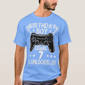 T-shirt Anniversaire Garçon Niveau 7 Déverrouillé 7e Anniv
