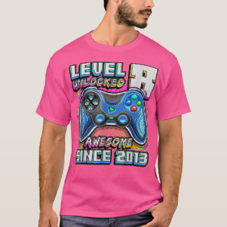 T-shirt Anniversaire Garçon Niveau 8 Déverrouillé Awesome 