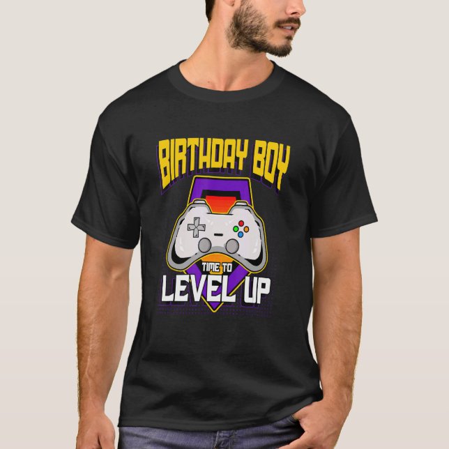 T-shirt Anniversaire Garçon Temps De Niveau Up Retro Vidéo (Devant)