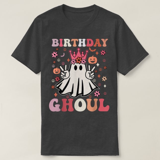 T-shirt Anniversaire Ghoul Cute Ghosts Boo Retro Fleur Sup (Design devant)