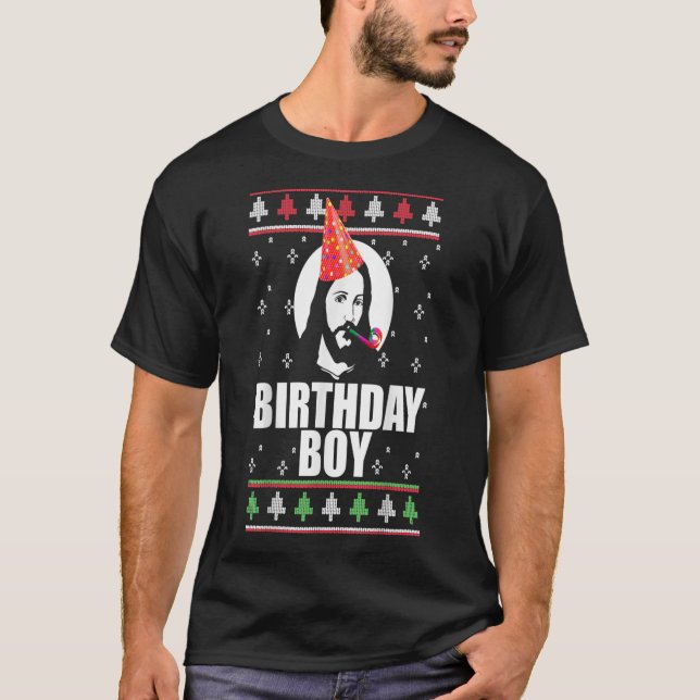 T-shirt ANNIVERSAIRE JÉSUS Drôle Vilain Sweater De Noël (Devant)