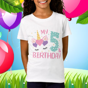T-Shirt Anniversaire licorne âge cinq
