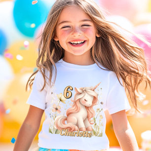 T-shirt Anniversaire licorne pastel fantaisiste fleur sauv