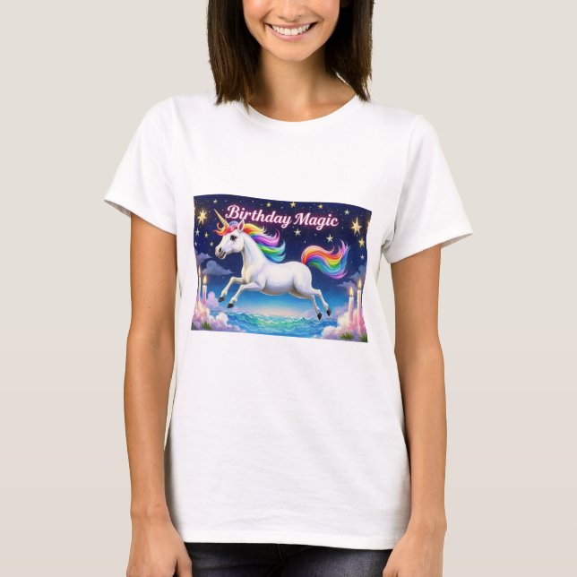 T-shirt Anniversaire Magie poster Whimsical unicorne art d (Devant)