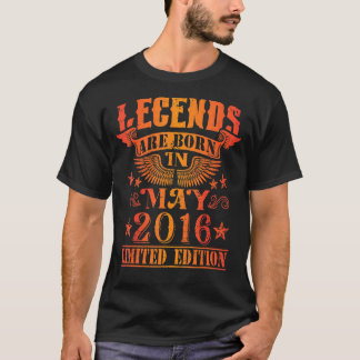 T-shirt Anniversaire Né mai 2016 Année Utilisée Légendes