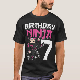 T-shirt Anniversaire Ninja 7 Girl rose Shinobi Thème 7èm
