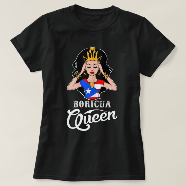 T-shirt Anniversaire Portoricain De La Reine Boricua Pour  (Design devant)
