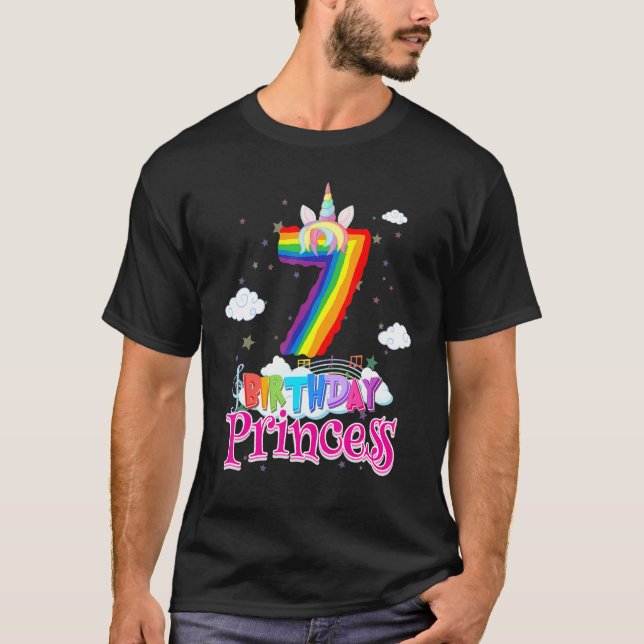 T-shirt Anniversaire Princesse 7 Ans Amusant 7e Anniversai (Devant)