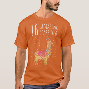 T-shirt Anniversaire Seize 16 Llama Alpaca