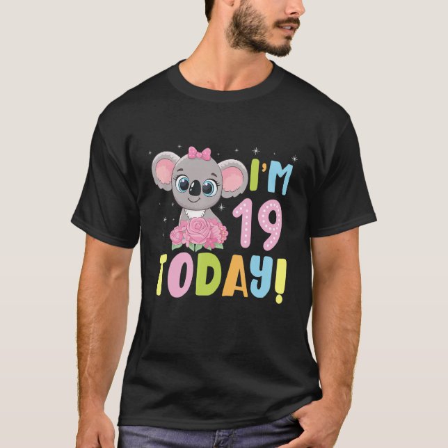 T-shirt Anniversaire Sloth J'ai 19 ans aujourd'hui heureux (Devant)